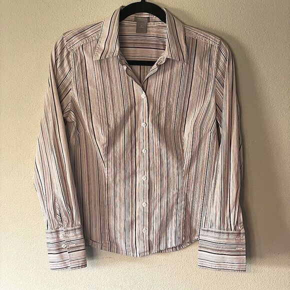 Ann Taylor Striped Button Down Blouse. Size 10. - Picture 1 of 7